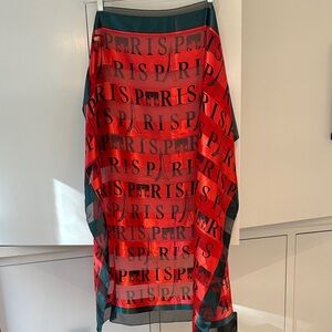 Chic Red and Black Paris Print Scarf